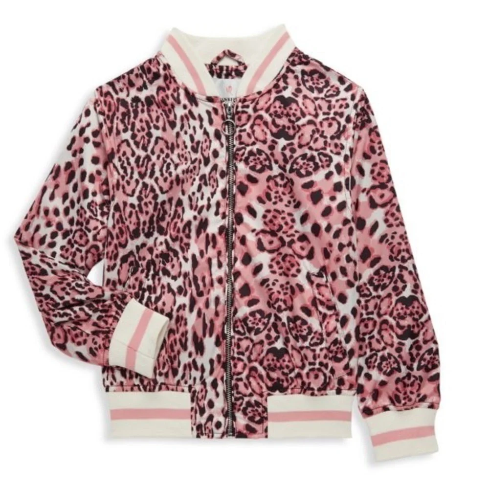 URBAN Republic Girl’s Pink Leopard Animal Print Bomber Jacket Size L/6X